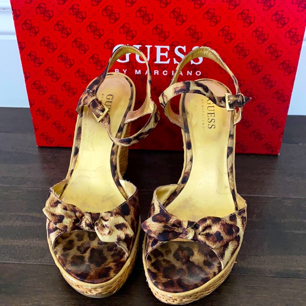 Guess by Marciano Animal Print Wedge Sandals